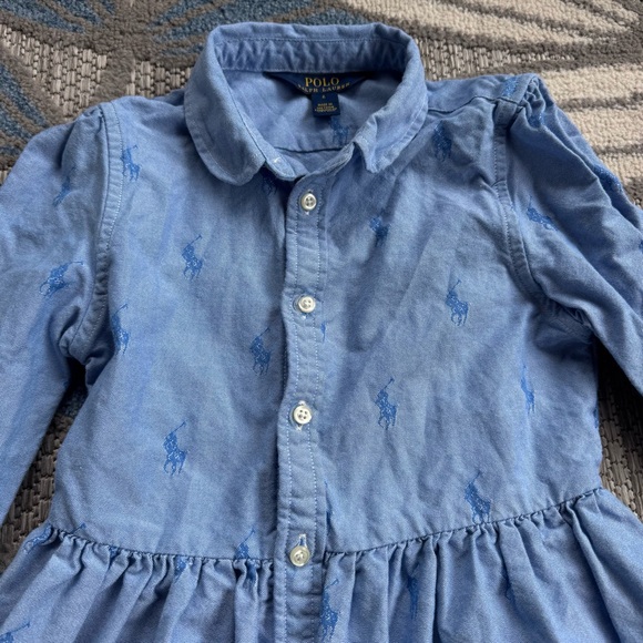 Polo Ralph Lauren Youth Girls Oxford Blue Embroidered Pony Shirt Dress Size 6 - Picture 3 of 7